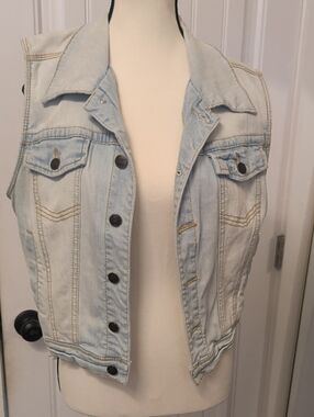 American Rag White Denim Vest with Button Detail
